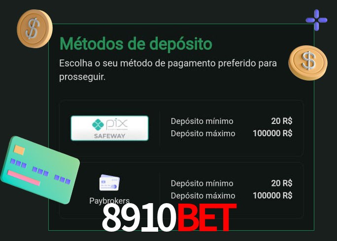 O cassino 8910bet oferece uma grande variedade de métodos de pagamento